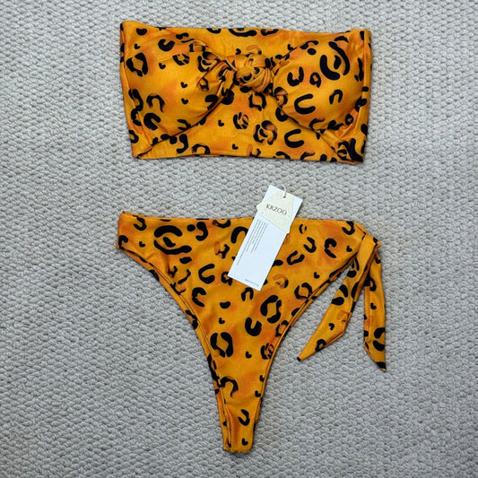 Leopard print one-piece swimsuit