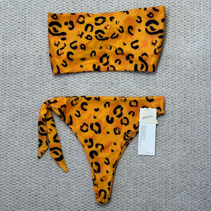 Leopard print one-piece swimsuit