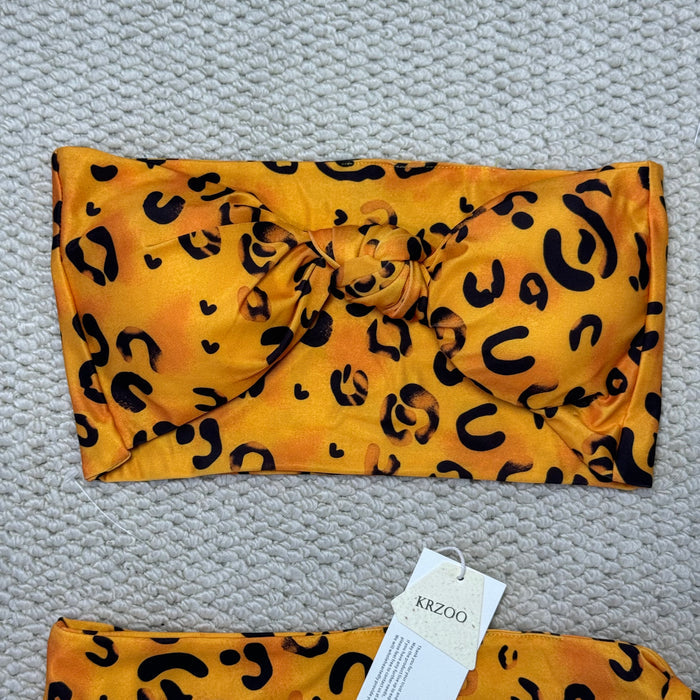 Leopard print one-piece swimsuit