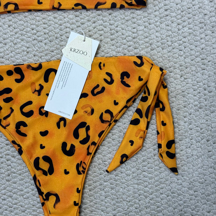 Leopard print one-piece swimsuit