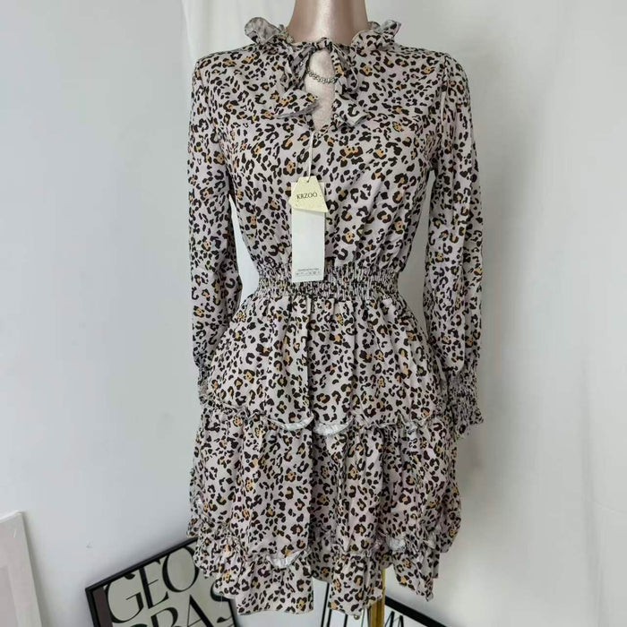 Leopard-Print Puff-Sleeve Dress