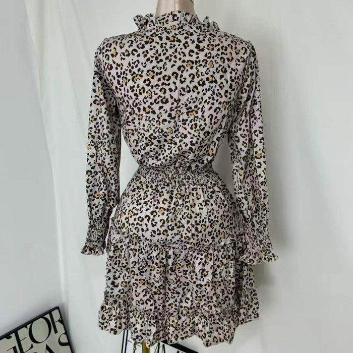 Leopard-Print Puff-Sleeve Dress