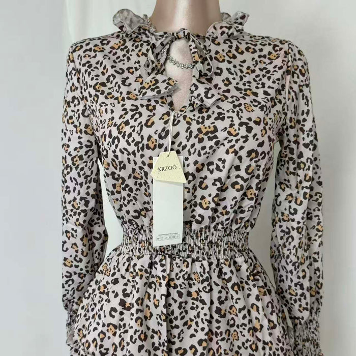 Leopard-Print Puff-Sleeve Dress