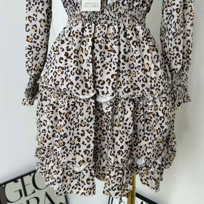 Leopard-Print Puff-Sleeve Dress