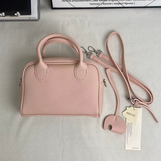 Litchi-patterned shell crossbody bag
