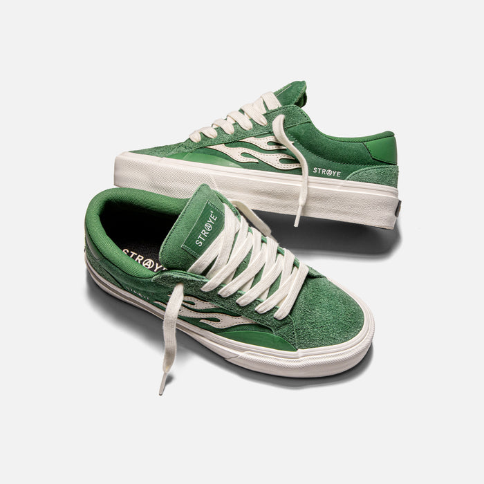STRAYE Logan Forest Flame – angled lifestyle photo skate shoe