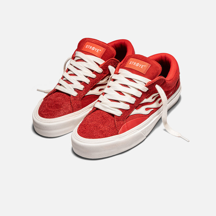 STRAYE Logan Red Flame – front angled view skate sneaker