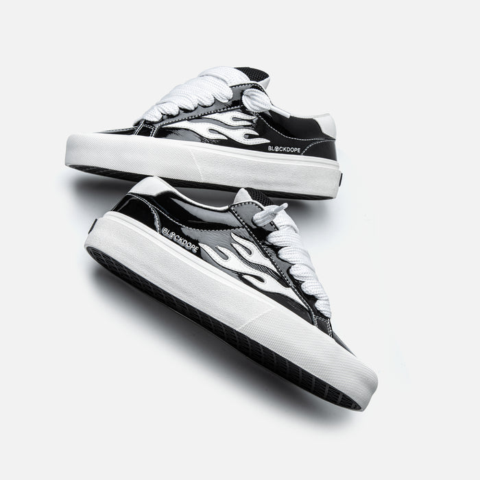 STRAYE Logan Puff Blackdope – angled lifestyle photo skate shoe