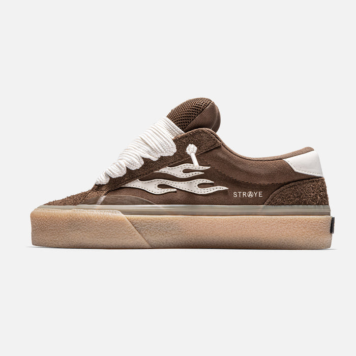 STRAYE Logan Puff Brown Crepe – side view low-top skate sneaker