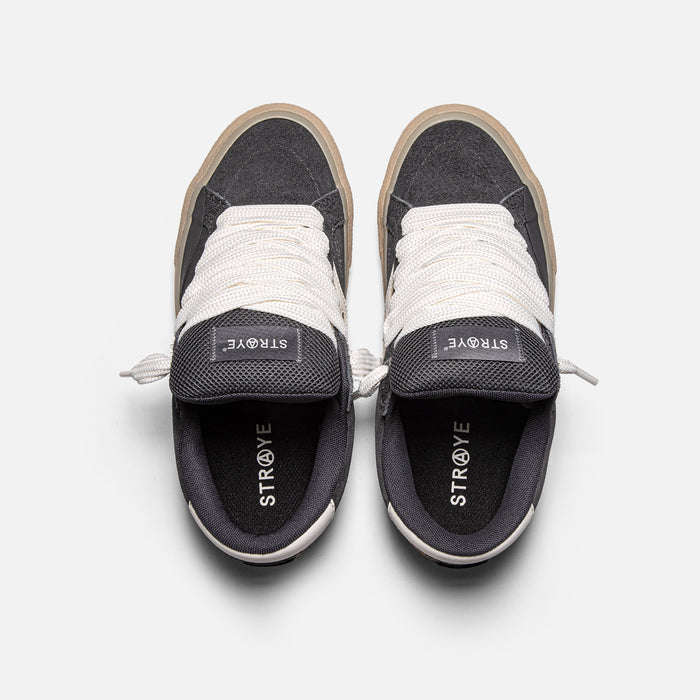 STRAYE Logan Puff Carbon Crepe – top view low-top skate sneaker