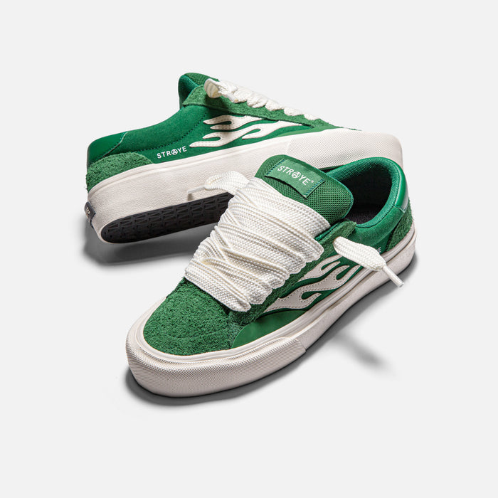 STRAYE Logan Puff Forest – angled lifestyle photo skate shoe