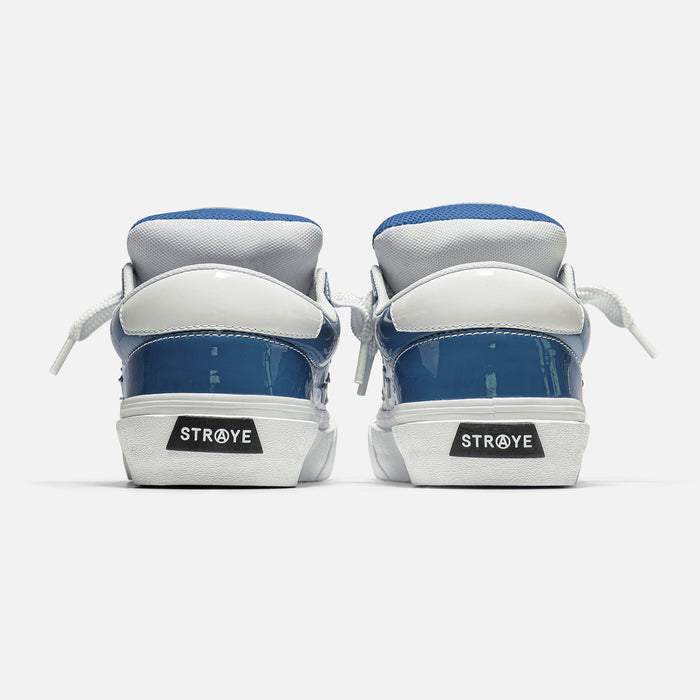 STRAYE Logan Puff Glossy Blue – back view low-top skate sneaker