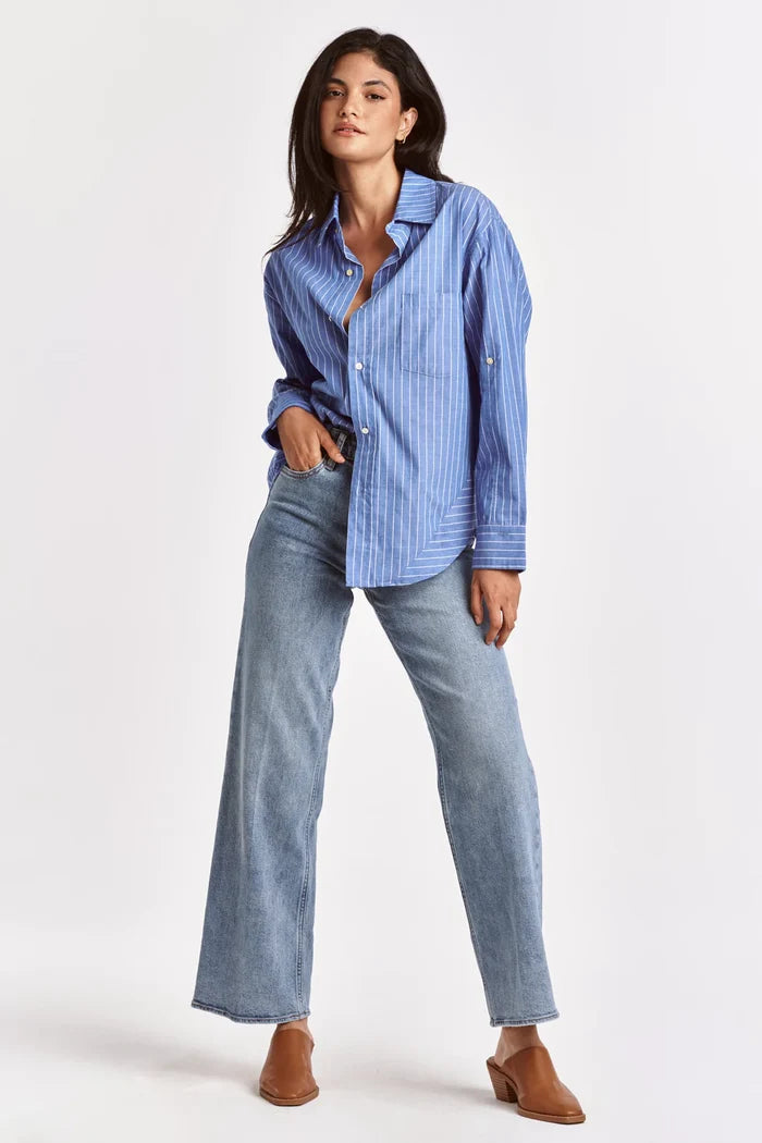 LOLA OVERSIZED SHIRT FRENCH BLEU STRIPE
