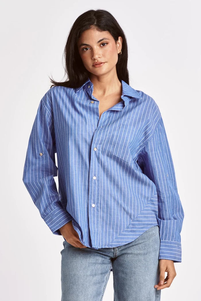 LOLA OVERSIZED SHIRT FRENCH BLEU STRIPE