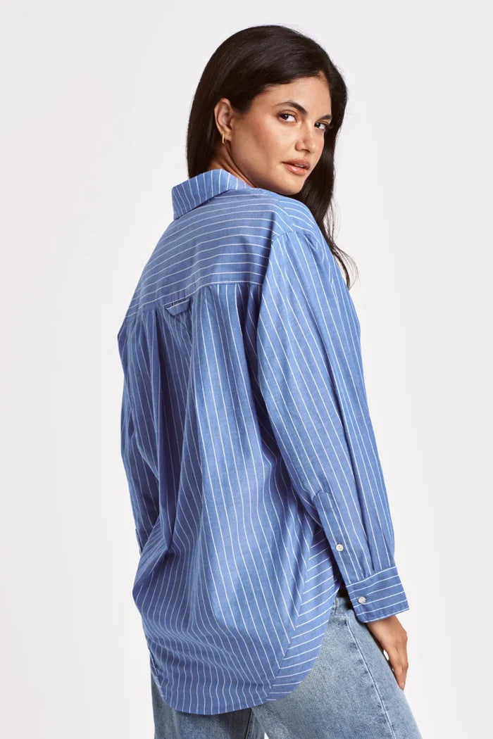 LOLA OVERSIZED SHIRT FRENCH BLEU STRIPE