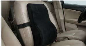 Long Lumbar Memory Foam Cushion with Cotton Cover – Black Back Support Cushion 47 x 38 cm