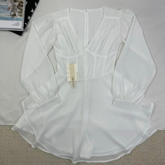 Long-sleeved chiffon A-line short skirt