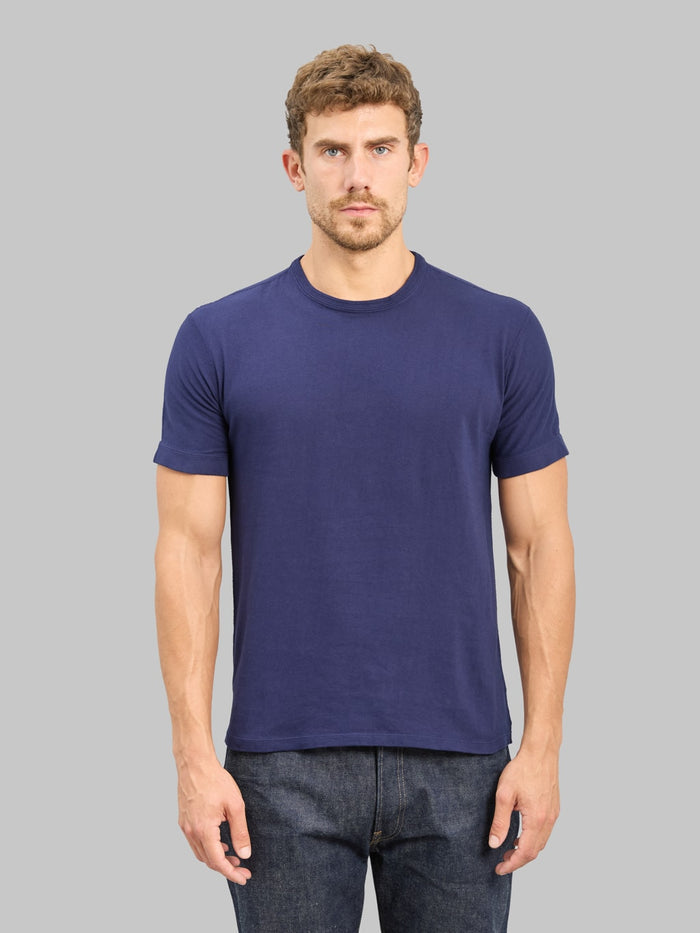 Loop & Weft Loopwheeled Ribbed Cuff Crewneck T-Shirt French Navy Blue