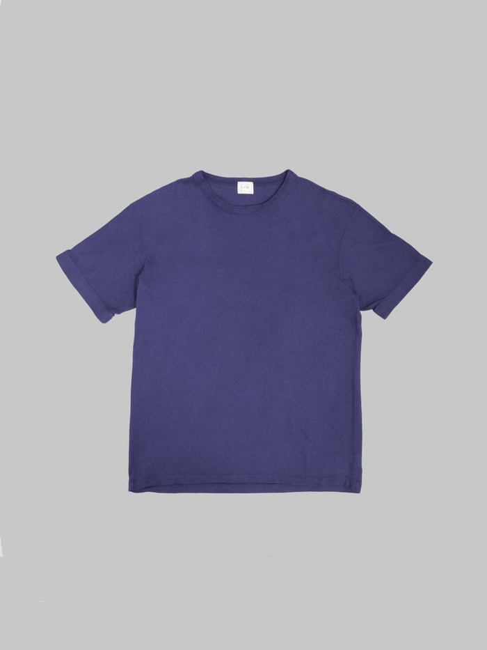Loop & Weft Loopwheeled Ribbed Cuff Crewneck T-Shirt French Navy Blue