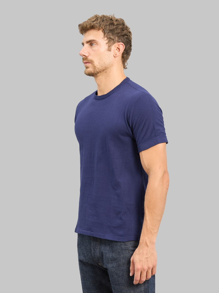 Loop & Weft Loopwheeled Ribbed Cuff Crewneck T-Shirt French Navy Blue
