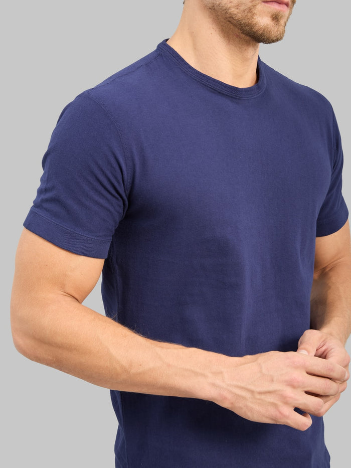 Loop & Weft Loopwheeled Ribbed Cuff Crewneck T-Shirt French Navy Blue