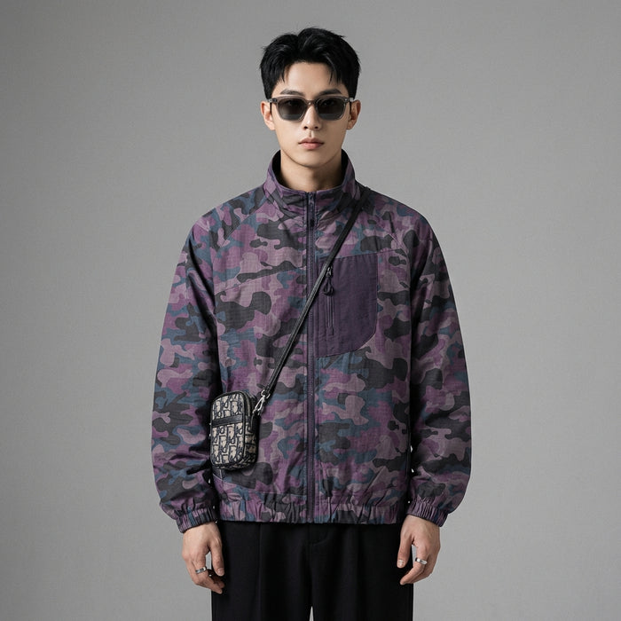 Veste camouflage unisexe coupe ample col montant - Koreanxwear - Taille M