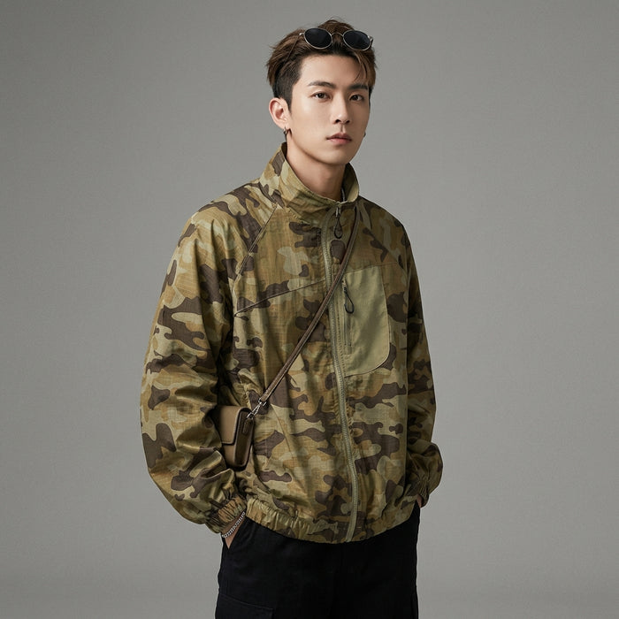 Veste camouflage unisexe coupe ample col montant - Koreanxwear - Taille M