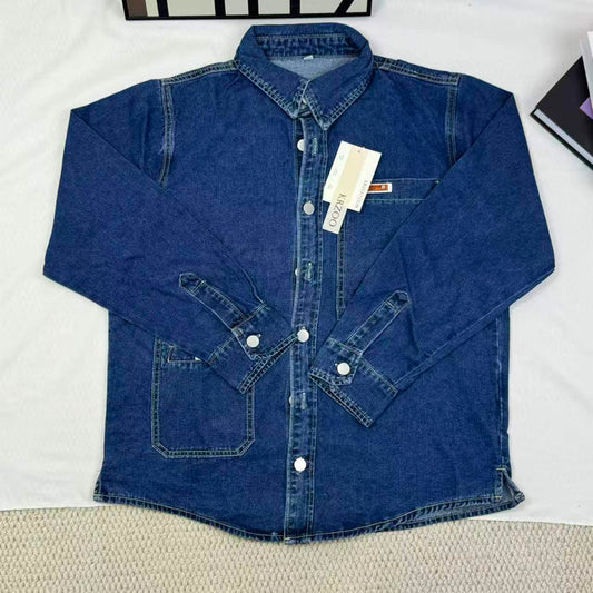 Loose-fitting long-sleeved denim jacket