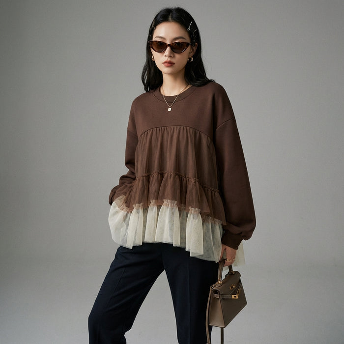 Sweat à capuche ample plissé style K-fashion - Koreanxwear - Taille one size