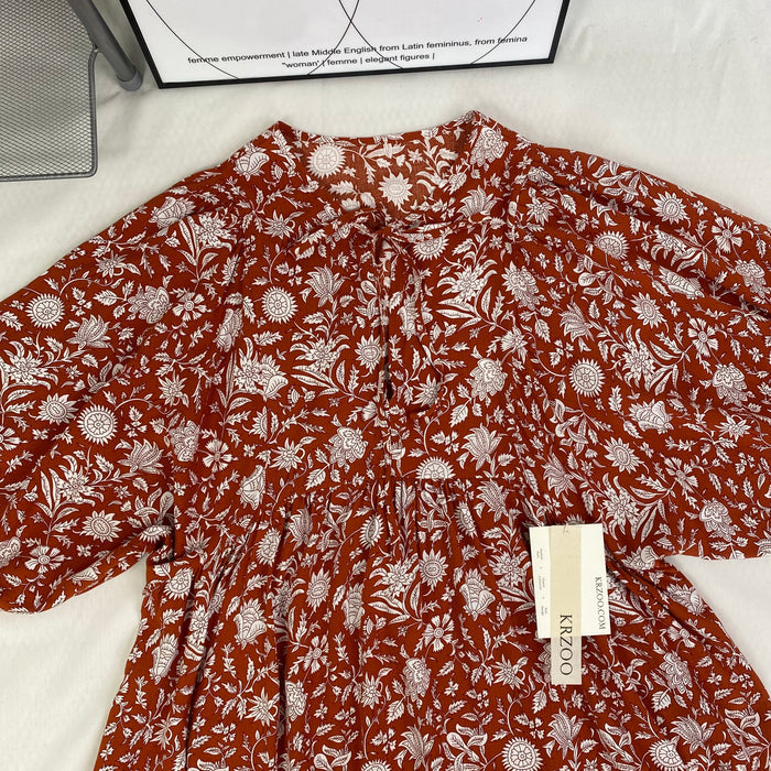 Loose strap printed dress