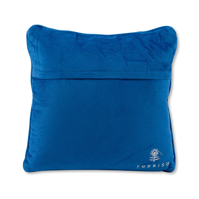 Love That for You needlepoint pillow cover by Furbish Studio — blue cotton velvet reverse