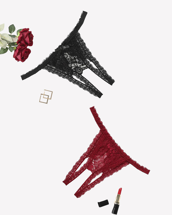 Low Rise Briefs Floral Lace Thong Panties