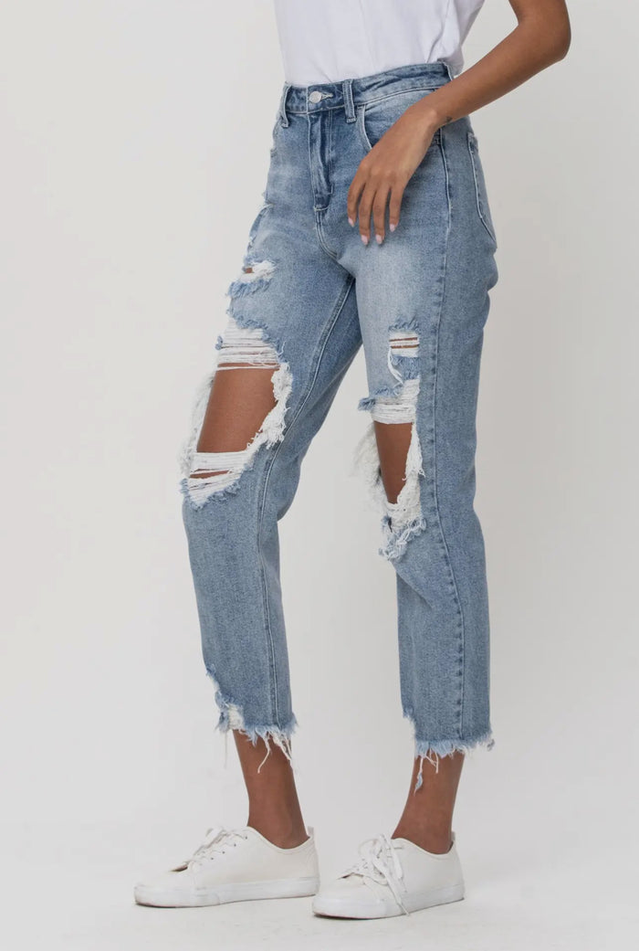 Lt High Rise Distressed Crop
