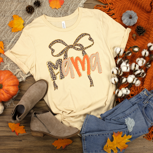 Mama Leopard Bow Graphic Tee