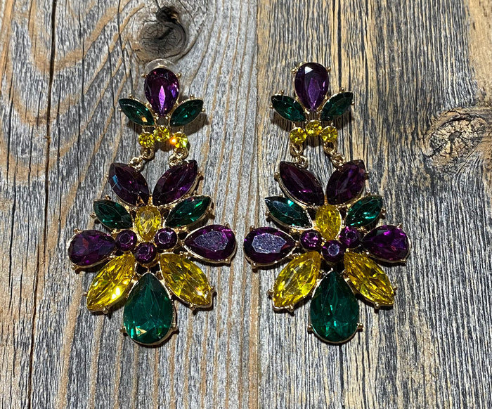 Mardi Gras Flower Earrings