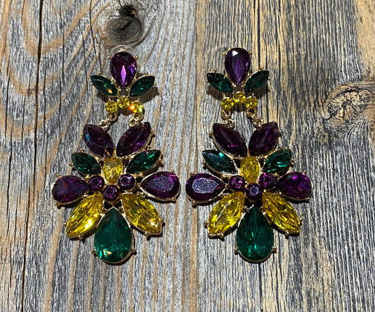 Mardi Gras Flower Earrings