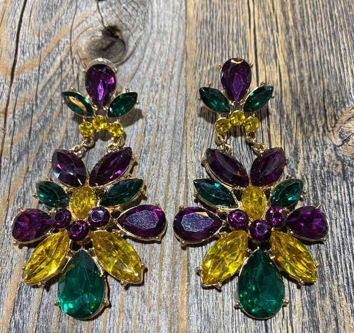 Mardi Gras Flower Earrings