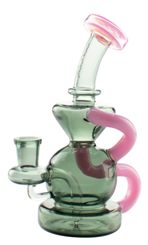 MAV Glass 7" Tahoe Recycler Dab Rig Smoked Black / Pink