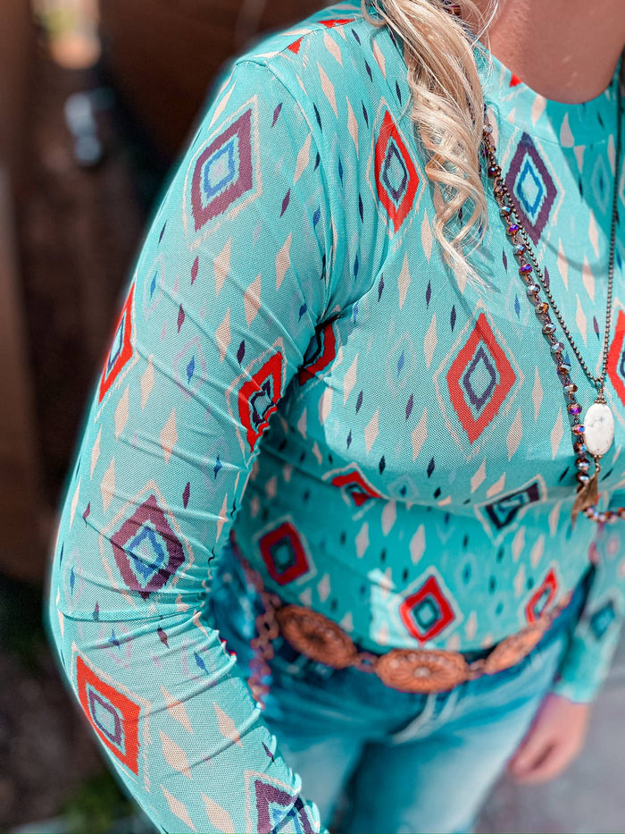 Mayan Long Sleeve Mesh Top