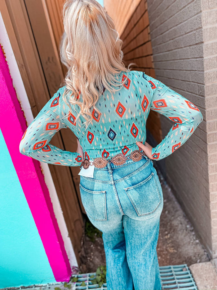 Mayan Long Sleeve Mesh Top