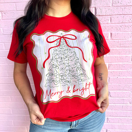 Merry & Bright Tree Graphic Tee