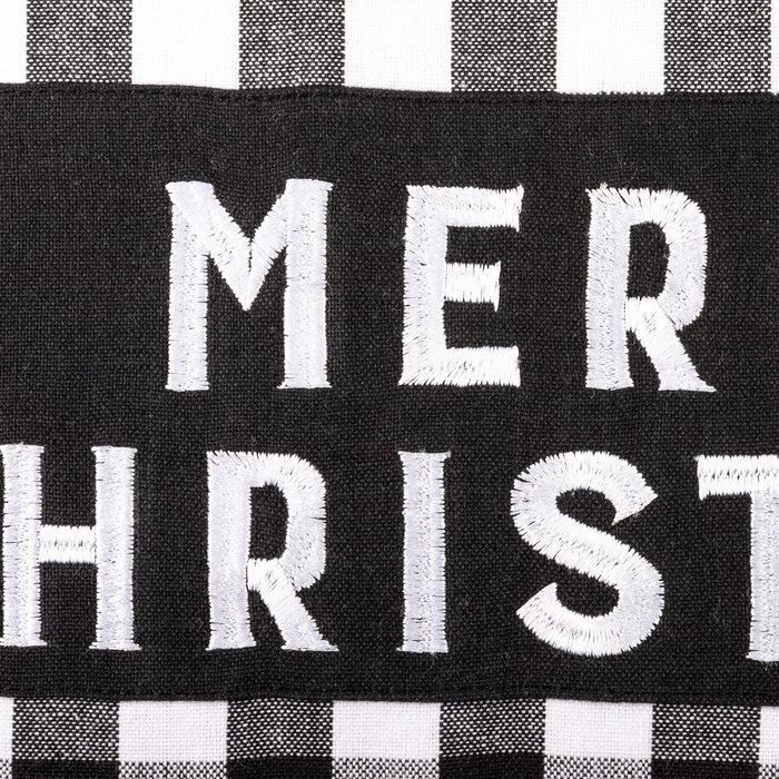 Merry Christmas Black Buffalo Check Pillow