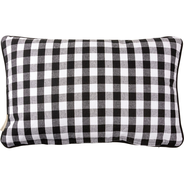 Merry Christmas Black Buffalo Check Pillow