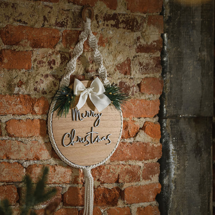 Merry Christmas Natural Hanging Decor