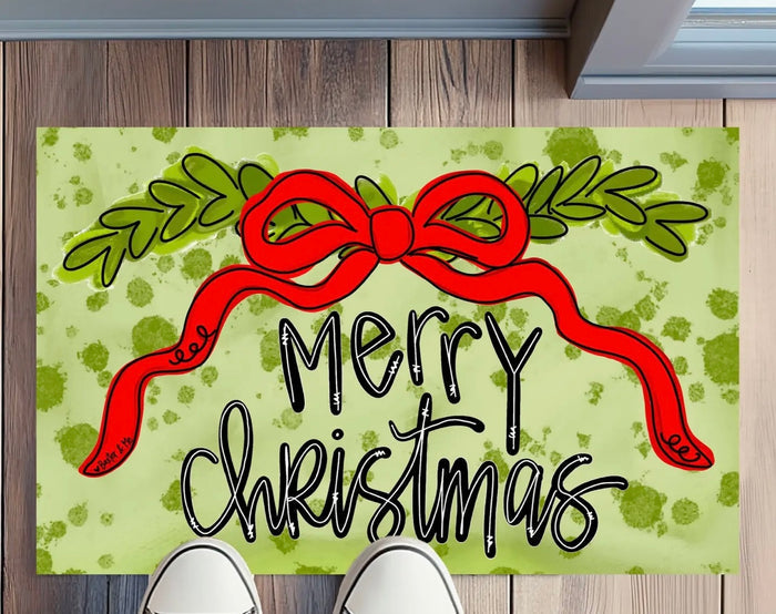 Merry Christmas Ribbon Rug Floormat