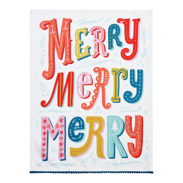Merry Merry w/Pom Poms Kitchen Towel