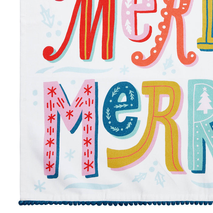 Merry Merry w/Pom Poms Kitchen Towel