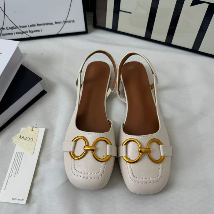 Metal horse bit buckle platform heels