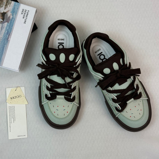 Mint sneakers with cushioned thick soles