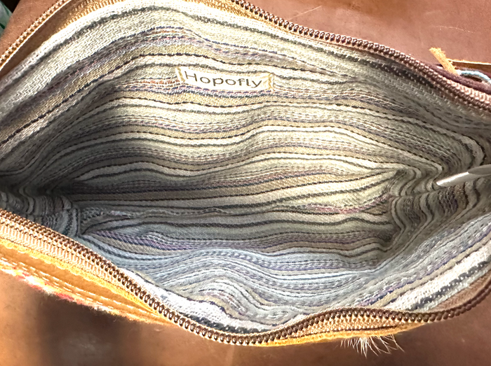 Mixed Material Crossbody Bag w/ Cowhide
